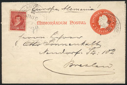 ARGENTINA: GJ.SZC- 3 Memorandum Postal (lettersheet) Uprated With 10c. (total 15c.) Sent To Germany On 18/JUN/1899, Exce - Sonstige & Ohne Zuordnung