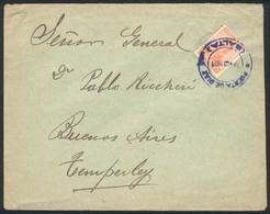 ARGENTINA: Cover Franked By GJ.462, Sent To Temperley On 12/AU/1921, With Rare Blue Cancel Of PUERTA DE DIAZ (Salta), VF - Sonstige & Ohne Zuordnung