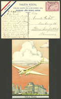 ARGENTINA: Special New Year Greeting Card Of Air France, Sent From Buenos Aires To Germany On 16/DE/1933 With Reduced Po - Altri & Non Classificati