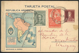 ARGENTINA: 4c. San Martín Postal Card (illustrated With Map Of South America, And Inside Data Of The Last National Censu - Altri & Non Classificati