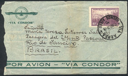 ARGENTINA: Airmail Cover Franked With 40c. Sugar Cane, Sent On 15/MAR/1939 TO REACH A PASSANGER ONBOARD STEAMSHIP MONTE  - Other & Unclassified