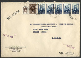 ARGENTINA: Airmail Cover Sent From Buenos Aires To TAHITI On 7/OC/1971, Franked With 6.65P. (strip Of 5 GJ.1536, Very Ra - Other & Unclassified