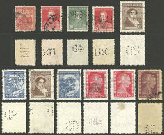 ARGENTINA: PERFINS: 11 Stamps With Varied Commercial Perfins, Interesting! - Collections, Lots & Séries