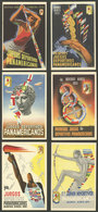 ARGENTINA: 1st Panamerican Games, Buenos Aires 1951: Set Of 6 Cards With Beautiful Motifs And Phrase Of Perón On Back, V - Argentinien