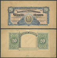 ARGENTINA: Treasury Bill Of The Province Of Mendoza, Bond Of 20 Pesos, Artist Design (front And Back) Mounted On Card, O - Sonstige & Ohne Zuordnung