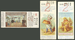 ARGENTINA: TRAM TICKETS: Circa 1870/80, 3 Tickets Of Compañía De Tramways De Buenos Aires With Very Nice Motifs And Adve - Altri & Non Classificati