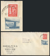 ARGENTINA: Rare Cinderella Of 5P. "Visit Villa María And Its Beach" + 20P. San Martin Franking A Cover, Both With Datest - Sonstige & Ohne Zuordnung