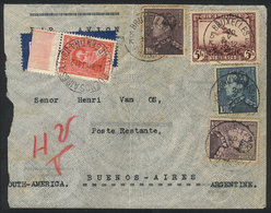 BELGIUM: MIXED POSTAGE: Airmail Cover Sent From Bruxelles To Argentina On 20/MAY/1938 With 18.75Fr. Franking. Sent To Po - Other & Unclassified