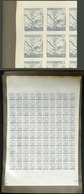 BOLIVIA: Sc.248, 1948 75c. PROOF IN NEGATIVE In The Original Color, Complete Sheet Of 100 Printed On Paper Affixed To Ca - Bolivien