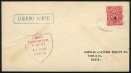 BOLIVIA: 24/MAR/1928 Doolittle First Experimental Flight La Paz - Santiago, Arrival Backstamp, The Postage Stamp Is Dama - Bolivië