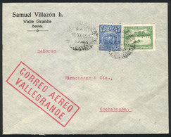 BOLIVIA: Airmail Cover Sent From Valle Grande To Cochabamba On 10/NO/1930 By LAB, Franked With 50c., With Arrival Backst - Bolivia