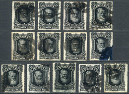 BRAZIL: Sc.73, 13 Used Stamps, Interesting Cancels, Catalog Value US$227, VF General Quality! - Sonstige & Ohne Zuordnung