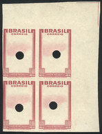 BRAZIL: Sc.449, 1937 10,000Rs. Botanical Garden In Rio, PROOF Of The Frame, MNH Block Of 4 With Punch Hole In The Center - Andere & Zonder Classificatie