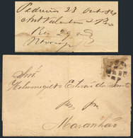 BRAZIL: Folded Cover Dated Pedreira? 23/OC/1884 To Maranhao, Franked By Sc.75 BISECT, Tied By Mute Segmented Cork Cancel - Autres & Non Classés