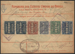 BRAZIL: Vale Postal Nacional (money Order) Of 262,500 Rs., Used On 2/FE/1922, With Interesting Postage Combining The Fir - Other & Unclassified