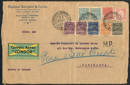BRAZIL: Front Of Airmail Cover Sent Via CONDOR From Santos To Paranaguá On 24/AP/1929 With Fantastic Postage Of 10,770Rs - Autres & Non Classés