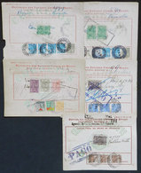 BRAZIL: 5 Postal Money Orders Of The Years 1933 To 1937 With Interesting Postages, Including Deposito Examples Of 500,00 - Sonstige & Ohne Zuordnung