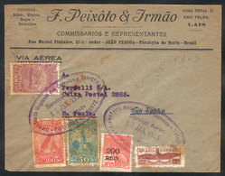 BRAZIL: Airmail Cover Sent From Joao Pessoa To Sao Paulo On 13/JA/1933 With Multicolor Postage, Small Stain Spot, Very N - Other & Unclassified