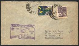 BRAZIL: Airmail Cover Sent From Rio To Germany On 10/JUN/1937, With Special Violet Cachet Of Condor-Lufthansa Commemorat - Autres & Non Classés