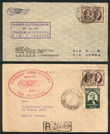 BRAZIL: 26 And 28/MAR/1942 Rio De Janeiro - Recife (and Return): First Airmail By N.A.B., 2 Covers (round Flights) Of VF - Other & Unclassified