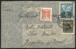 BRAZIL: Airmail Cover Sent From Chile To Sao Paulo (to Poste Restante) On 23/AU/1946, With Brazilian Stamp Of 200Rs. To  - Other & Unclassified