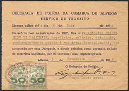 BRAZIL: Minas Gerais, 2 Revenue Stamps Of 50Cr$ On A Police Certificate, VF! - Other & Unclassified