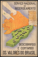 BRAZIL: National CENSUS Of 1940, Map, Special Card With Information On Back, With Stamp Postmarked For 1/SE/1940 (day Of - Other & Unclassified