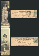 BRAZIL: 2 Small Size Postcards, View Of A Woman And Dressed-up Boy, Used In 1904 And 1908, VF! - Otros & Sin Clasificación