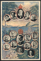 BRAZIL: Emperor Pedro II, President Epitácio Pessoa, And Other Politicians, Nice Illustrated PC Circa 1920, VF! - Other & Unclassified