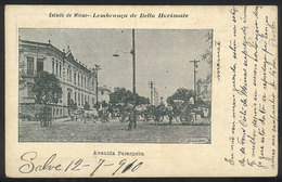 BRAZIL: BELLO HORIZONTE: Avenida Paraopeba, Carriages, Editor Soucasaux, Used On 13/JUL/1910, VF - Other & Unclassified