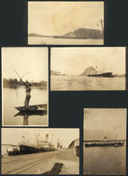 BRAZIL: LOT OF 5 ORIGINAL PHOTOS, With Views Of Steamer "Rodrigues Alves", Ship And Boat, Most With Adherences On Back,  - Sonstige & Ohne Zuordnung