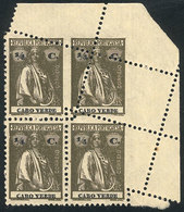 CAPE VERDE: Sc.173, Corner Block Of 4 With Attractive Perforation Variety, MNH, Excellent Quality! - Islas De Cabo Verde