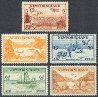 CANADA: Sc.C13/C17, 1933 Birds, Airplanes And Ships, Complete Set Of 5 Unmounted Values, Excellent Quality, Catalog Valu - Autres & Non Classés