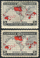 CANADA: Sc.86, Normal Example + One With Shifted Red Color, Mint Part Gum, Fine Quality, Catalog Value US$90. - Autres & Non Classés