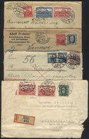CZECHOSLOVAKIA: 4 Registered Covers Sent To Argentina Between 1926 And 1930 With Nice Postages, Some With Minor Defects, - Otros & Sin Clasificación