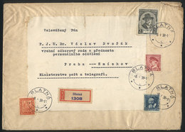 CZECHOSLOVAKIA: Registered Cover Sent From Blatná To Praha On 8/JA/1938, Very Nice! - Otros & Sin Clasificación