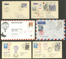 CZECHOSLOVAKIA: BALLOON FLIGHTS: Over 30 Covers And Cards With Nice Cinderellas And Special Marks, Various Periods, Litt - Andere & Zonder Classificatie