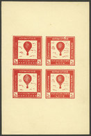 CZECHOSLOVAKIA: Mini-sheet With 4 Cinderellas Of The Year 1927, Balloon Flight In The Prague Aeronautics Exhibition, VF! - Sonstige & Ohne Zuordnung