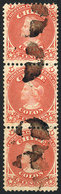 CHILE: Yvert 13 (Sc.17), Strip Of 3 With Mute Cancel 'circle Of 4 Large Wedges', Excellent Quality! - Chile
