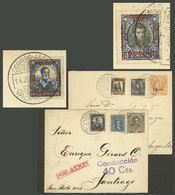 CHILE: 2 Airmail Covers Of The Year 1929 With Very Attractive Frankings That Include Very Scarce Overprinted Stamps, VF  - Chile