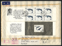 CHINA: Sc.1645a + 1646a, 1980 Dolphins, The 2 Booklet Panes On A Cover Sent To Australia, With More Postage Applied On B - Otros & Sin Clasificación