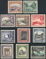 CYPRUS: Sc.125/135, 1934 Buildings, Complete Set Of 11 Values, Many Are Unmounted Including The High Value, The Rest Ver - Other & Unclassified