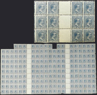 CUBA: Yvert 92, 1896/7 5c. Dark Blue, Spectacular Block Of 196 Examples Containing 20 Gutter Pairs, Very Nice, Fine Qual - Sonstige & Ohne Zuordnung