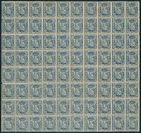 CUBA: Yvert 79, 1896 10c. Gray-blue, Fantastic Block Of 80 Examples, Unmounted, Excellent Quality (2 Stamps With Minor D - Télégraphes