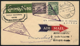 ECUADOR: 1/JA/1932 Ibarra - Guayaquil, Cover Carried On First Flight Latacunga - Quito - Otavalo - Ibarra - Tulcan, With - Equateur