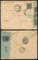 SPAIN: Cover Sent From Las Palmas To Bahia (Brazil) On 15/JA/1918, With Interesting Brazilian Censorship, Very Attractiv - Otros & Sin Clasificación