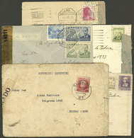 SPAIN: 5 Covers Sent To Argentina Between 1936 And 1943, All With Interesting CENSOR Labels/marks, Attractive Group! - Other & Unclassified