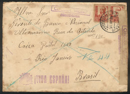 SPAIN: Cover Sent From Pontevedra To Rio De Janeiro On 12/JUN/1937, With Several Censor Marks And On Back A Hand-written - Sonstige & Ohne Zuordnung