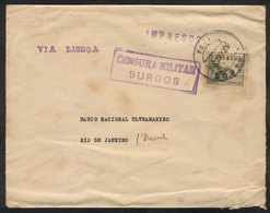 SPAIN: Cover (with Printed Matter) Sent From Burgos To Rio De Janeiro On 12/JA/1939 Franked With 10c. Censored, Very Nic - Sonstige & Ohne Zuordnung