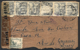 SPAIN: Cover Sent From POLA DE ALLANDE To Brazil On 17/MAY/1945, Censored, Interesting! - Other & Unclassified